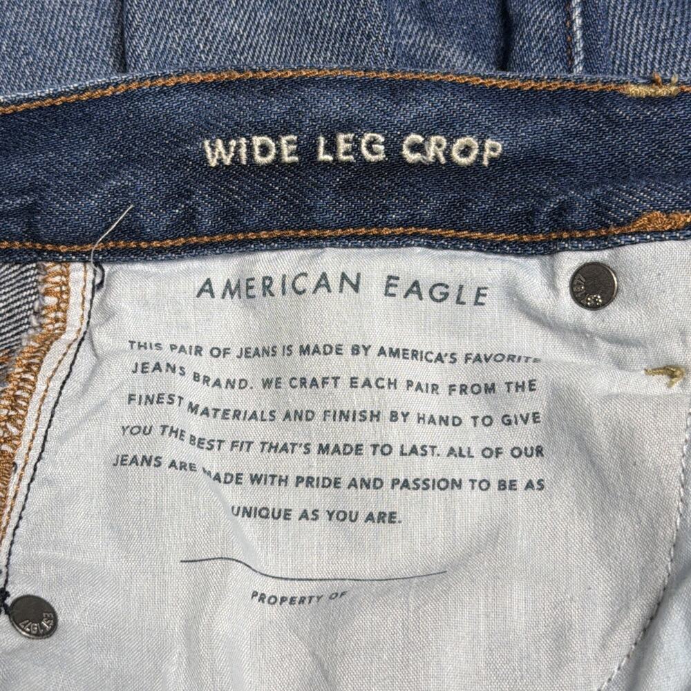 American Eagle Distressed Wide Leg Crop - Size 10 Long - Button Fly/Raw Hem - Picture 13 of 16